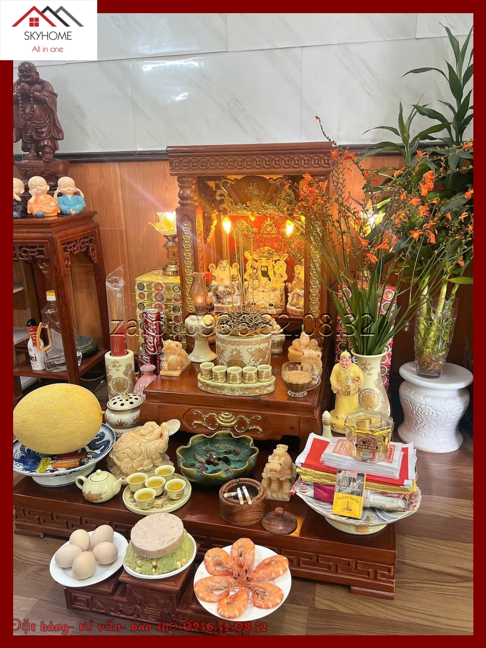 Vị trí đặt Bát Tụ Minh Đường trên bàn thờ Thần Tài